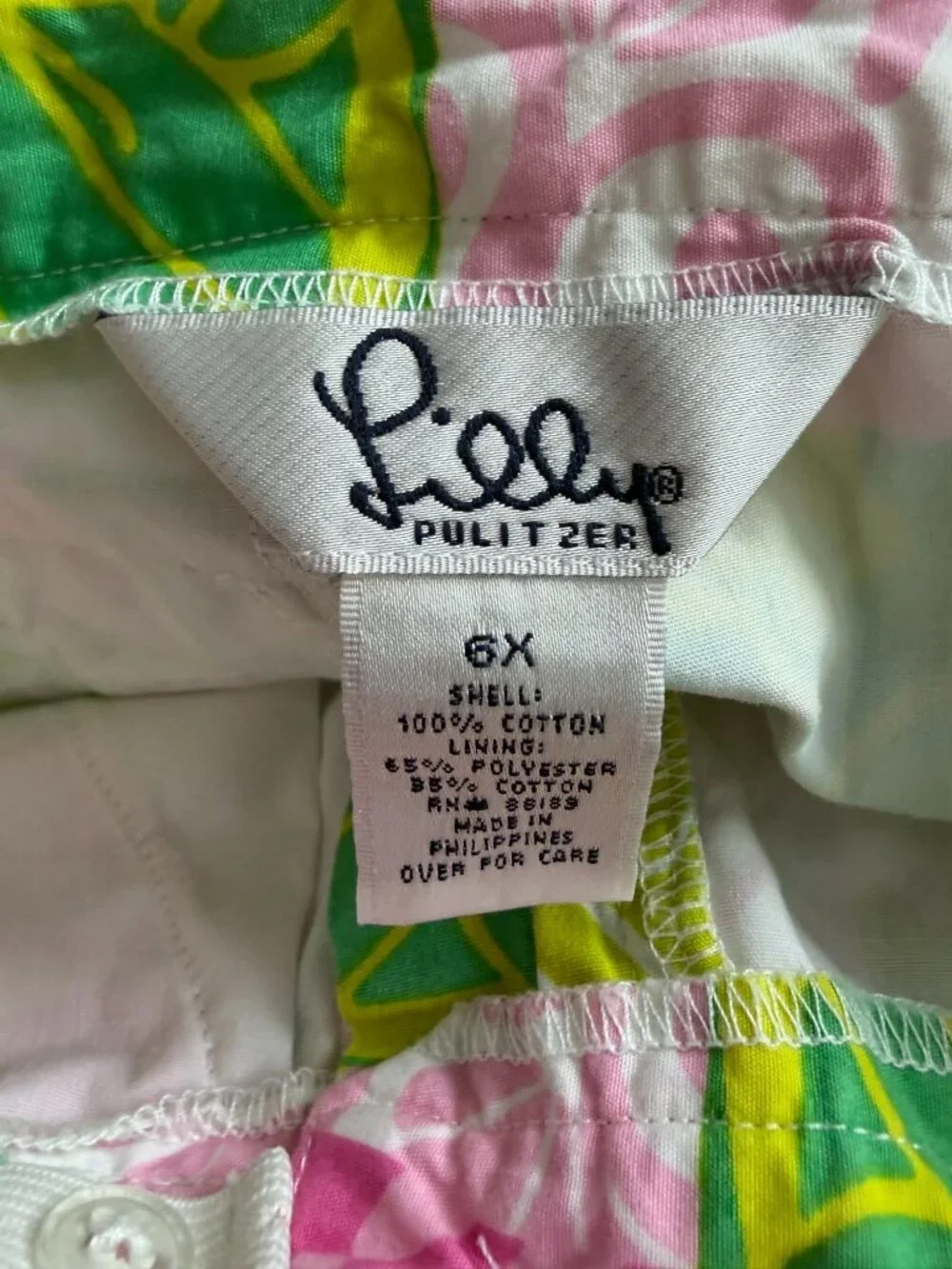 LILLY PULITZER Vintage Girls Sea Life Patchwork Patterned Belted Pants Size 6X